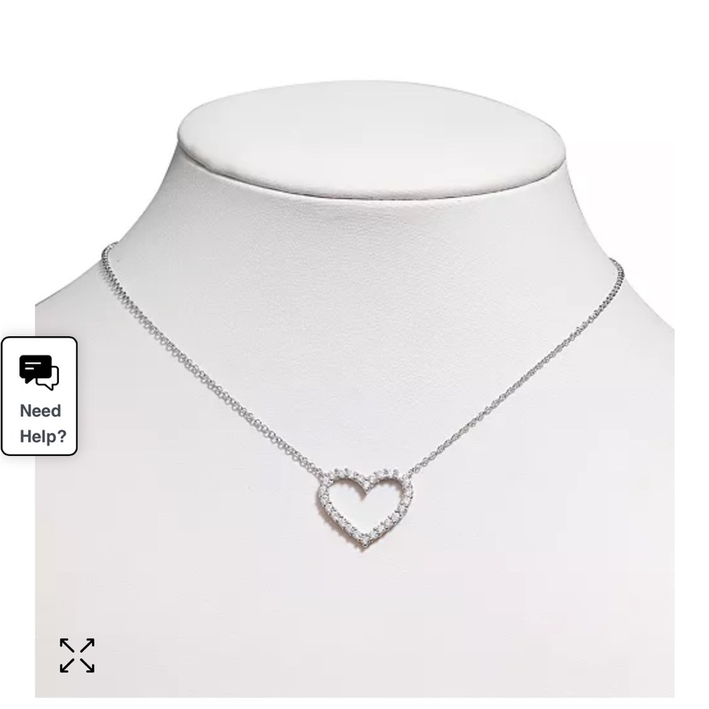 NIB Gianni Bernini cubic zirconia sterling silver heart necklace